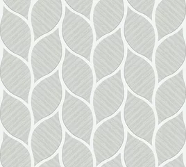 Gordijnen Vintage naadloze wandtegels van grijze bladvorm. Vintage tegelpatronen kunnen worden gebruikt voor behang, opvulpatronen, webpagina-achtergrond, oppervlaktestructuren. © zaieiunewborn59
