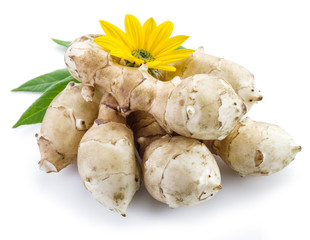 Jerusalem artichoke on a white background.