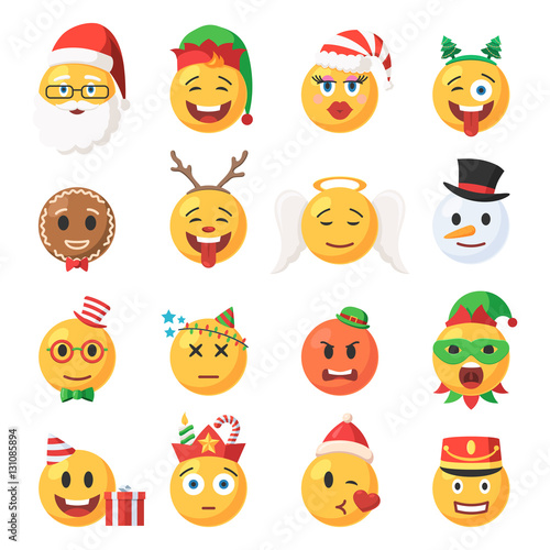 &quot;Set of Christmas Emoticons icons&quot; Stock image and royalty-free vector