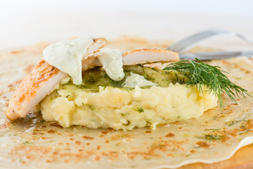 Russian pancakes with fillings, natural food