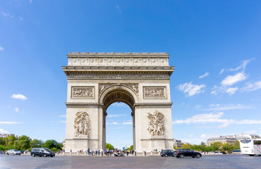 Fototapeta na wymiar PARIS, FRANCE - August 28, 2016 : Arc de triomphe in Paris, one
