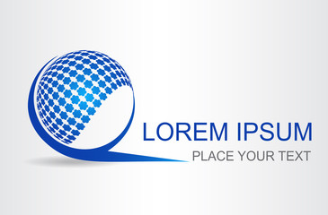 Logo stylized spherical surface with abstract shapes