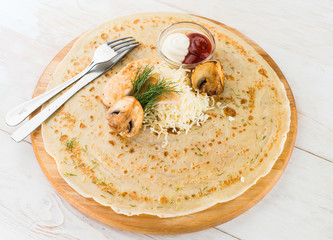 Russian pancakes with fillings, natural food