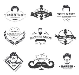 Set of vintage barber shop logo.Barber  graphics and icons