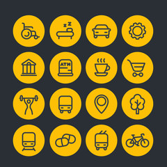 line icons set for map, pictograms for navigation