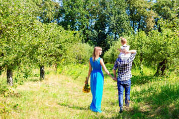 Happy family walking together