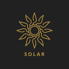 Floral line vector set. Flower outline logo