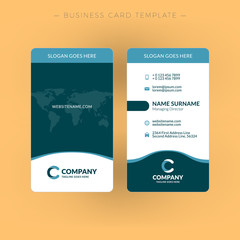Vertical double-sided business card template. Vector illustration. Stationery design