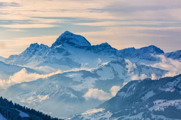 Crédence de cuisine en verre imprimé Mont Blanc Paysage d& 39 hiver