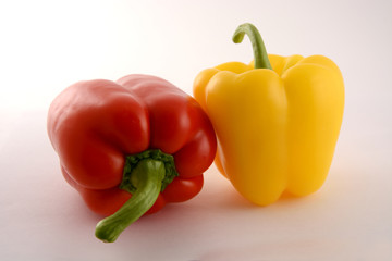 One red pepper and yellow pepper