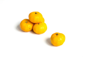 Group of mandarin orange (Citrus reticulata) on white background