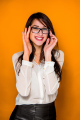 The young woman's portrait with happy emotions