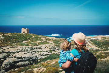 mother and little daughter travel together in Malta