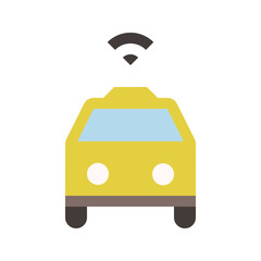 Autonomous taxi - Flat colored icon - Yellow