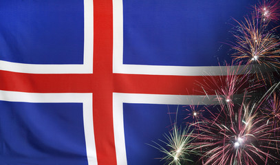 Iceland Flag Firework real fabric