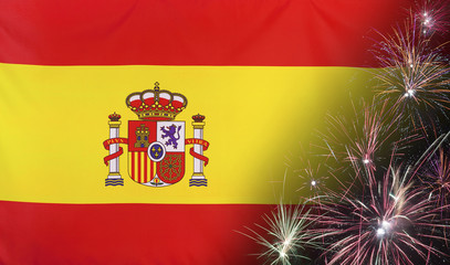 Spain Flag Firework real fabric