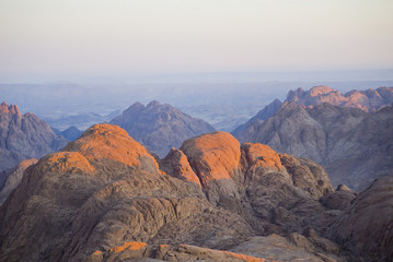 The red mountains of Egypt at sunrise