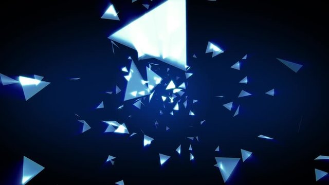 3D Abstract blue polygon geometric triangle light shape zooming. Geometry triangle shape motion graphic decoration background pattern on 4k