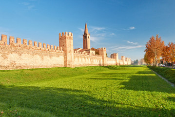 Fortification of the small town in the north of Italy. Montagnan