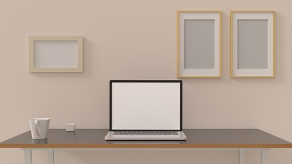 computer concept mock up 3D rendering