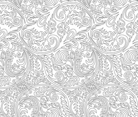 Seamless background pattern. Black and white openwork ornament. Can be used for wallpaper, textile, printing, for coloring anti stress therapy art pattern. Vector illustration. 