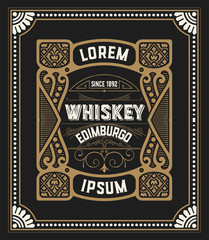 Old Whiskey label with vintage frames