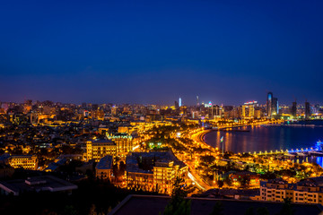 Fototapeta na wymiar View over Baku at night, Azerbaijan