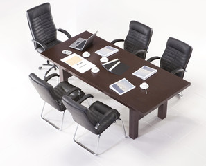 Meeting table on a white background top view
