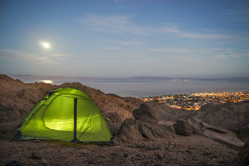 Tent in mountains