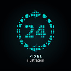 24 hour service - pixel illustration.