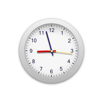 Realistic vector illustration of wall clock. Monitor the time.