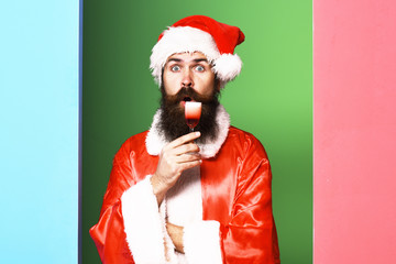 surprised bearded santa claus man
