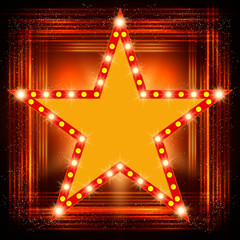 Star retro light banner on shining background