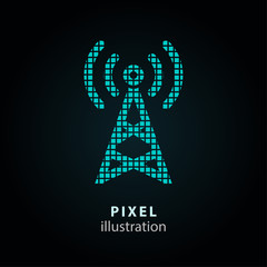 Communication tower - pixel illustration.