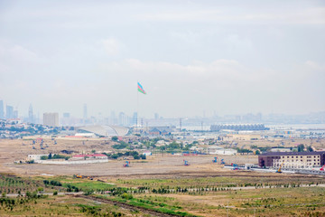 View over Baku and National Flag Square