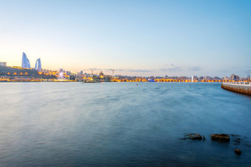 Fototapeta na wymiar View over Baku from waterfront, Azerbaijan