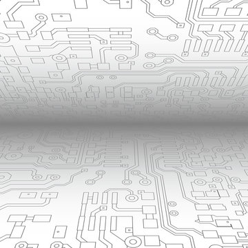 Abstract technological background with a circuit board texture. Hi tech vector Illustration. Perspective view.