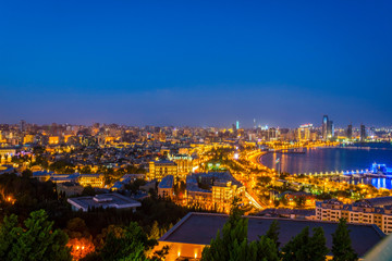 Fototapeta premium View over Baku at night, Azerbaijan