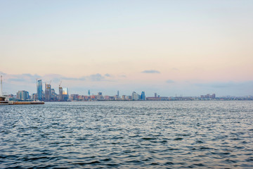 Fototapeta na wymiar View over Baku from waterfront, Azerbaijan