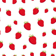 Seamless pattern with strawberry. Juicy, healthy vegetarian dess