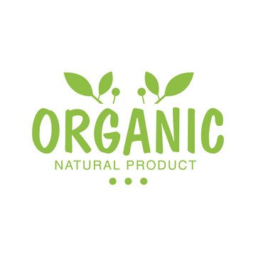 Vegan Natural Food Green Logo Design Template With Plants Promoting Healthy Lifestyle And Eco Products