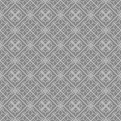 Grey Ornamental Seamless Line Pattern. Endless Texture. Oriental Geometric Ornament