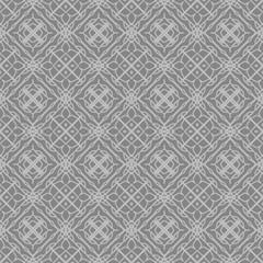 Grey Ornamental Seamless Line Pattern. Endless Texture. Oriental Geometric Ornament