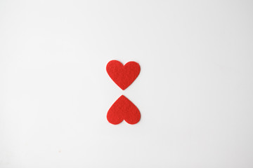 Fototapeta premium Velvet hearts on Valentine's Day card