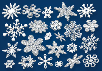 Random 3d snowflakes set - 131098842