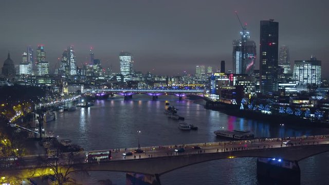 London River Thames skyline at night