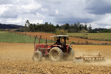 Land preparation for planting corn in small Brazilian farm