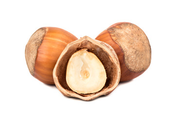 Hazelnuts in shell and half
