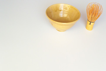 Japanese tea ceremony utensil - tea bowl and bamboo tea whisk