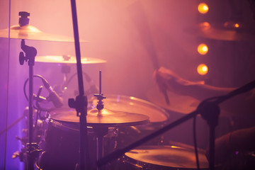 Live music colorful background, drummer